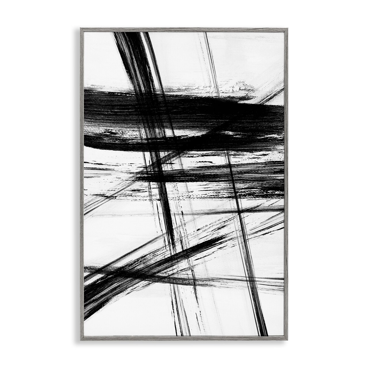 Stupell Industries Minimal Black Streaks on White Framed Giclee By Judith Shapiro